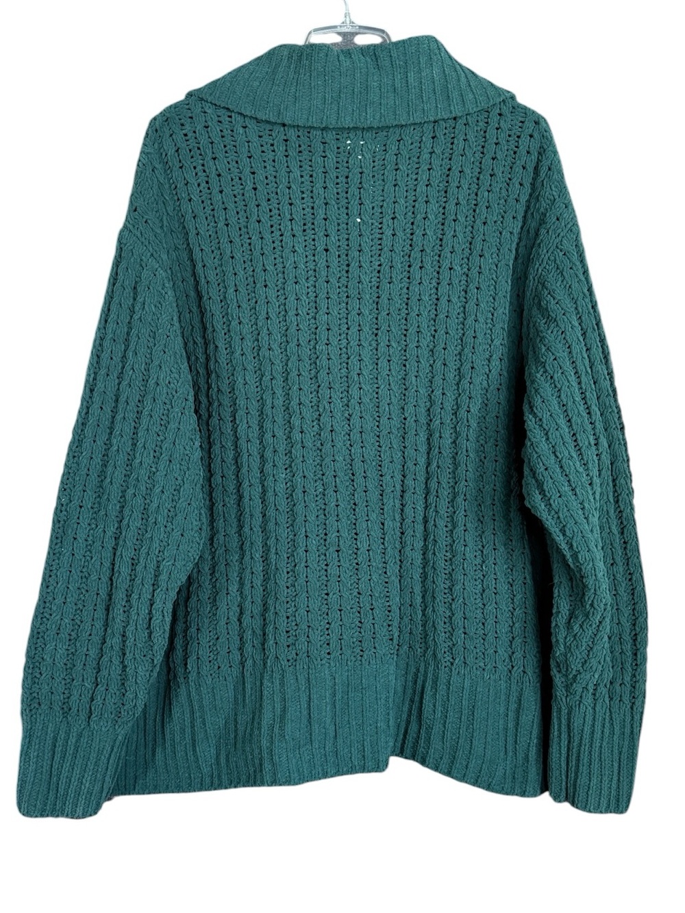 Aerie Cable Car Quarter Zip Sweater Forest Green Chunky Knit Oversized XL - Picture 4 of 11